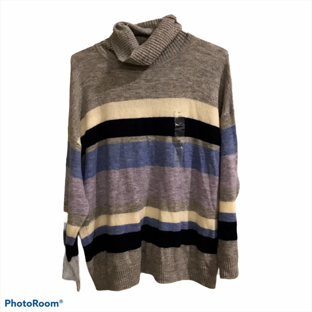 NWOT Women's DIP Striped Cowl Sweater 2X